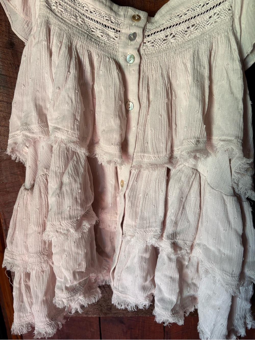 Light Pink Ruffled Boho Tunic Top - Picture 3 of 5